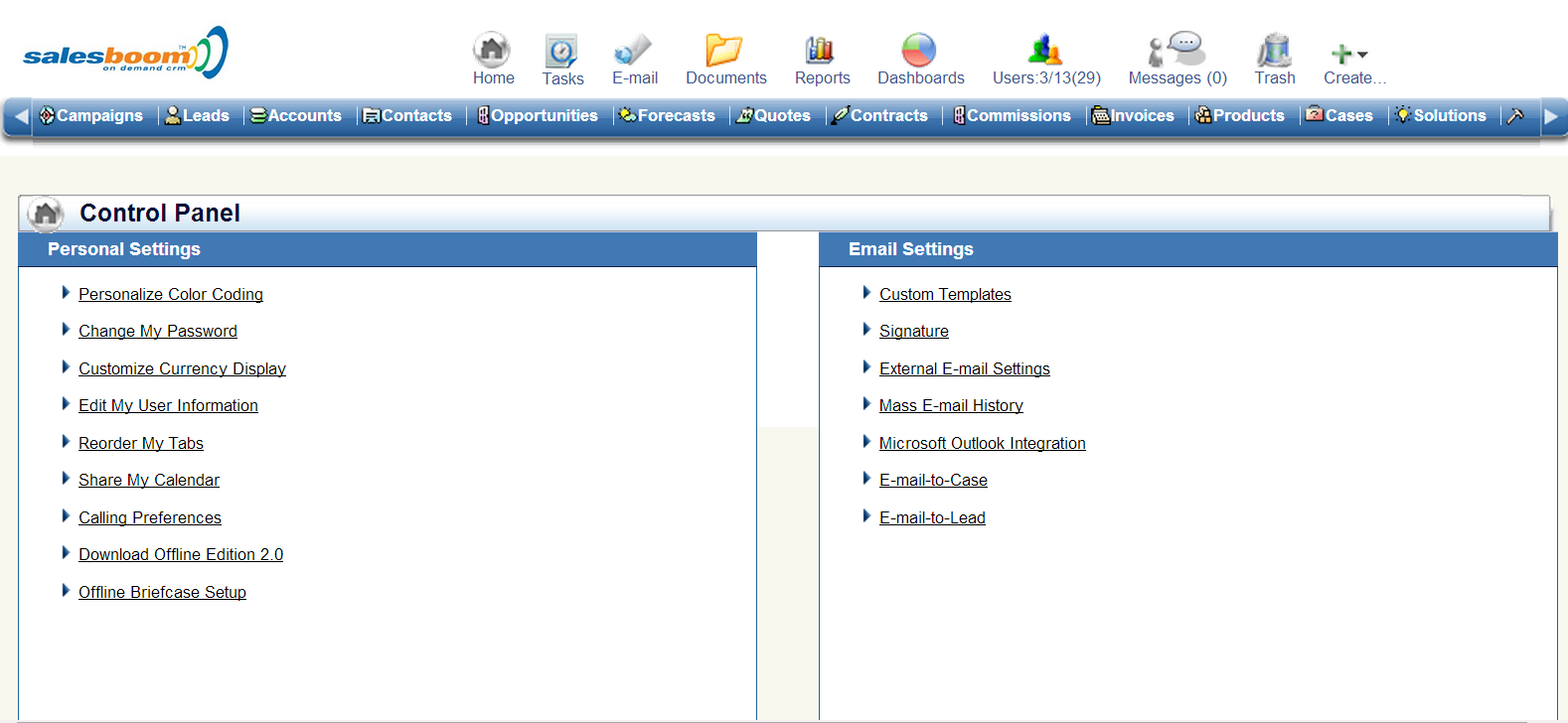 Salesboom-control-pannel-screenshot